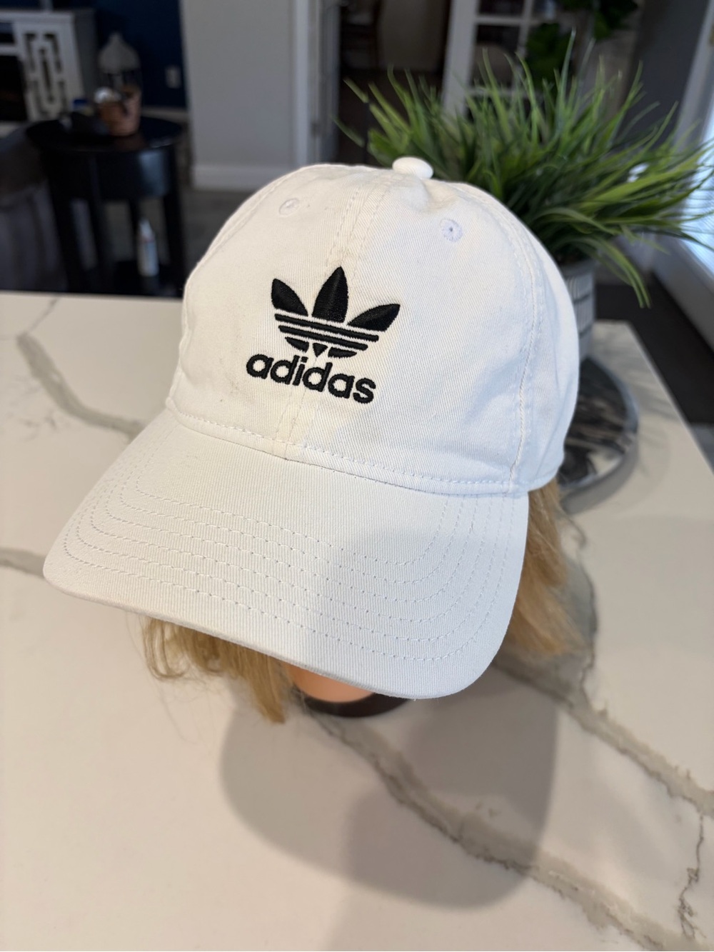 adidas White Cap with Black Trefoil Logo